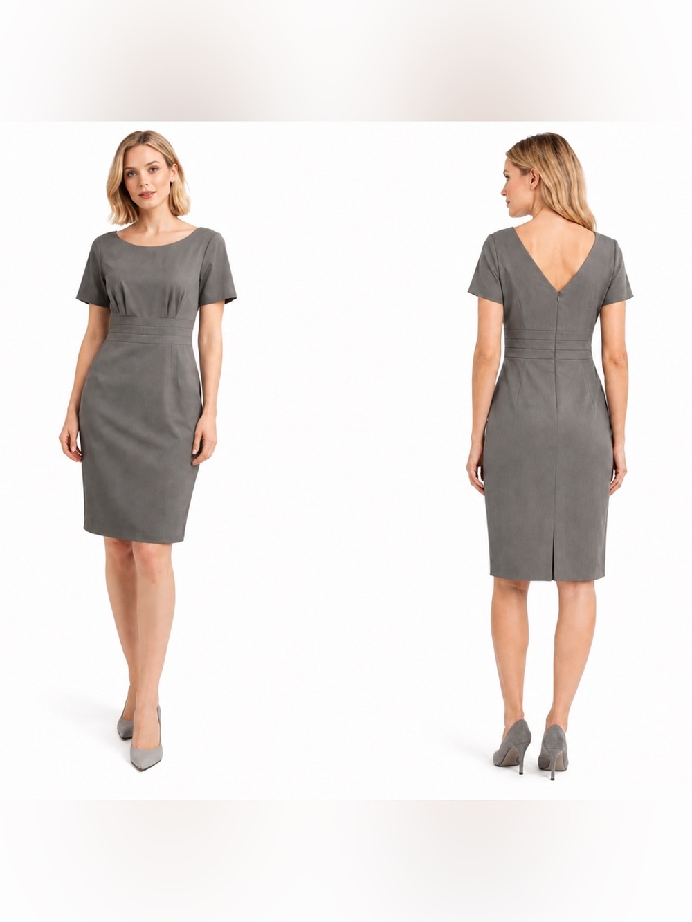 United colors of Benetton grey‎ dress. Lined with satin, zipper low-cut back.